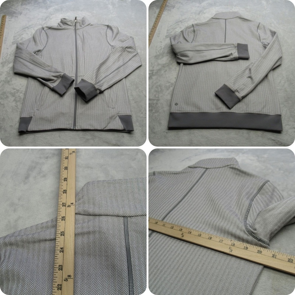 Lululemon Jacket‎ Mens Medium Gray Herringbone Flex Full Zip Textured Track Run